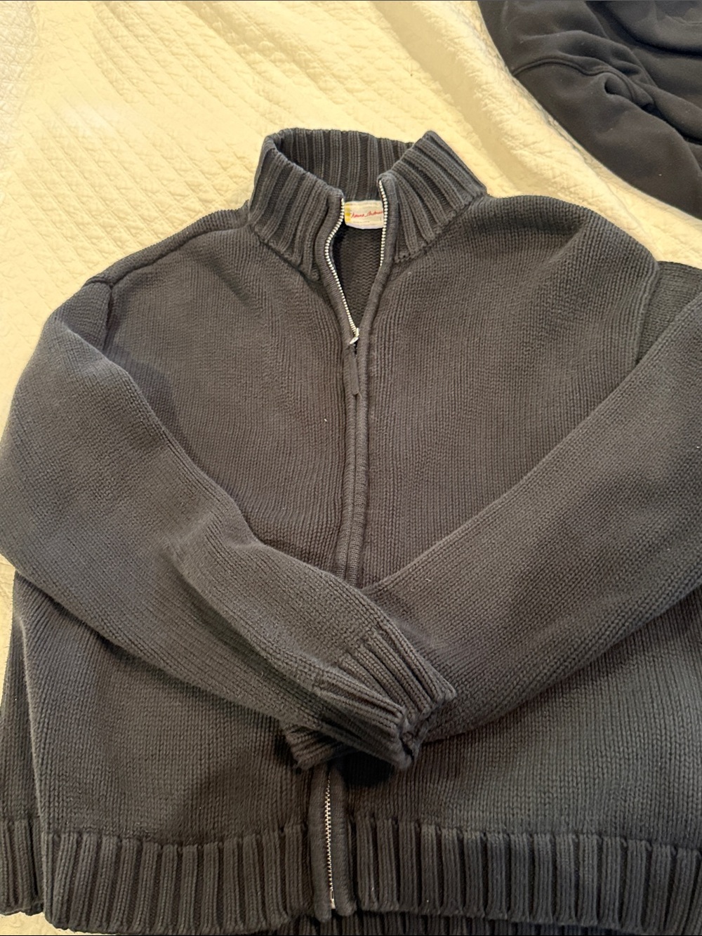 Hanna Andersson Women’s Dark Blue Full-Zip Knit Sweater